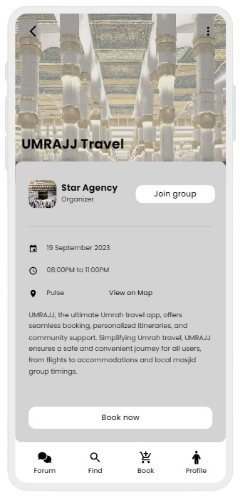 UMRAJJ mobile app interface